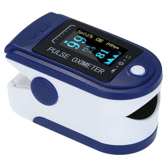 Saturatiemeter - vinger pulseoxymeter - Blauw-Wit