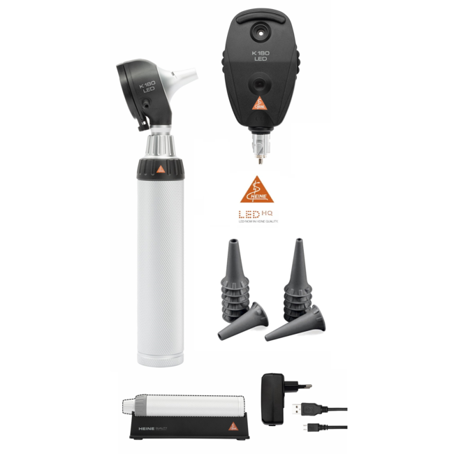 Heine K180 LED oog/oorset - met USB oplaadbaar handvat en hardcase