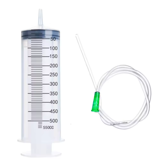Injectiespuit - Doseerspuit 500-550ml met dikke tip en 1 meter slang - Per stuk