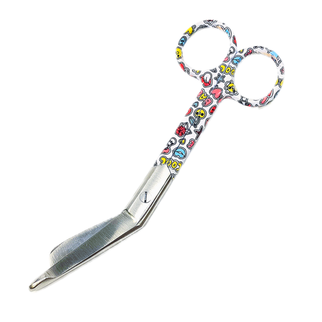 Satillo Satillo Verbandschaar Sixties Spirit met print – A+ kwaliteit, kleurrijk sixties design met smileys en peace-tekens, optioneel met gravering