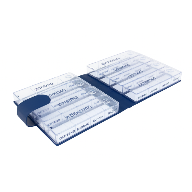 Pillendoos Weekagenda Megamax - XXL - Classic Blauw - Medicijndoos 7 dagen - Extra groot