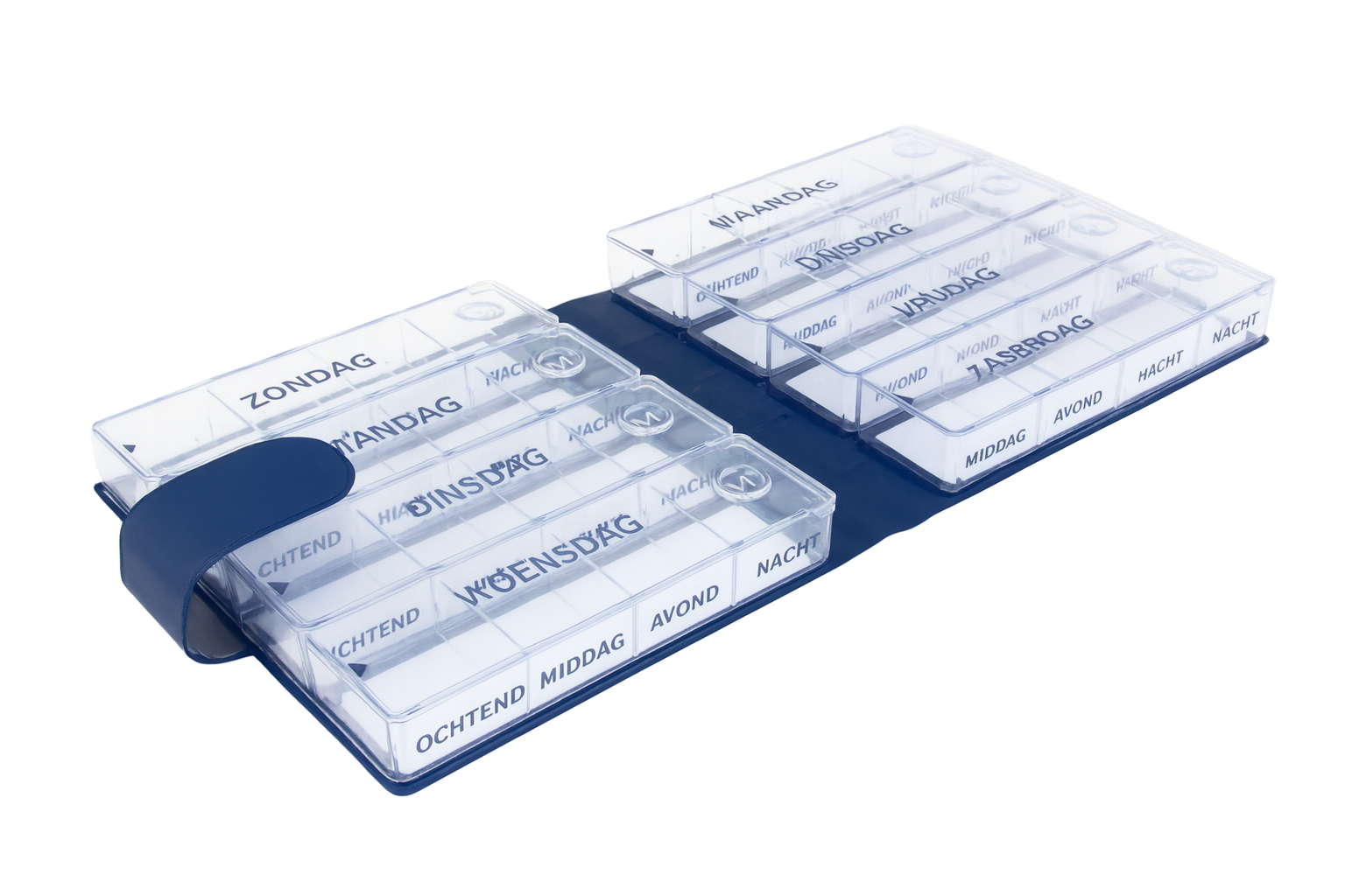 Pillendoos Weekagenda Megamax - XXL - Classic Blauw - Medicijndoos 7 dagen - Extra groot