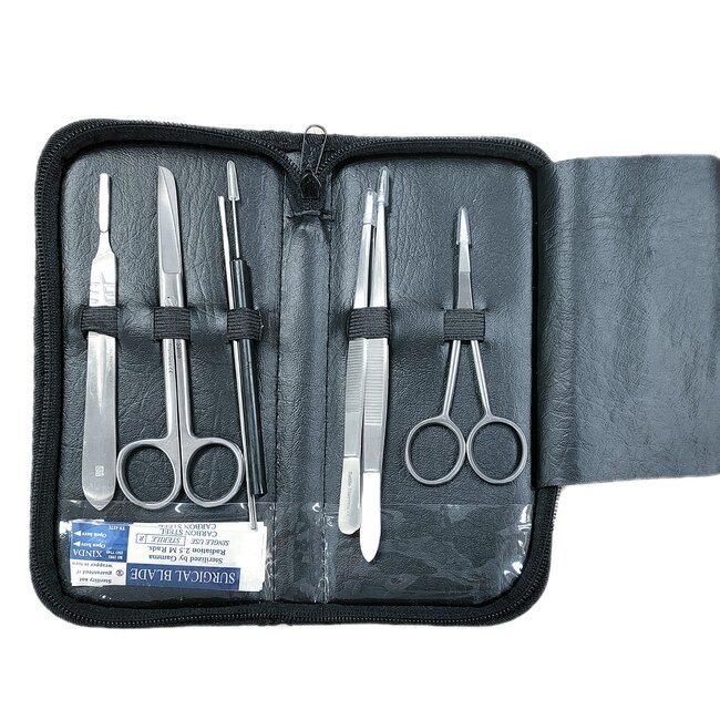 Snijset Biologie – dissectie set van topkwaliteit in kunstlederen etui