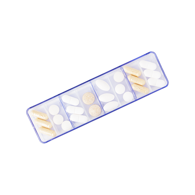 Medimax Leatherette 4U - Pillendoosje 7-dagen week indeling in zwart hoesje