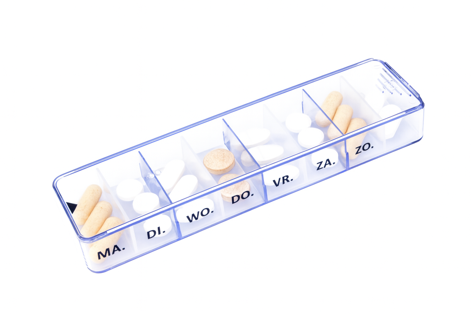 Medimax Leatherette 4U - Pillendoosje 7-dagen week indeling in zwart hoesje, foto 2 van 5