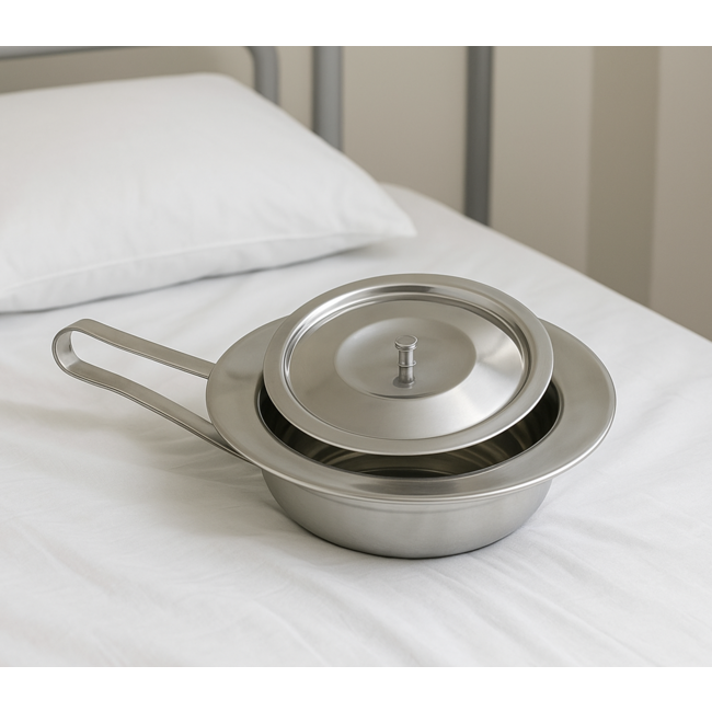 Bedpan met deksel RVS - Ondersteek metaal - 2 liter