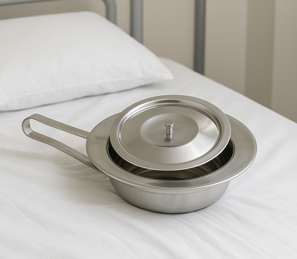 Bedpan met deksel RVS - Ondersteek metaal - 2 liter, foto 2 van 2