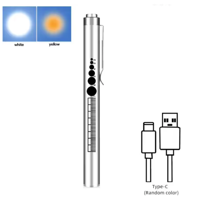 Luxe Penlight USB oplaadbaar - Dual light - warm en helder wit