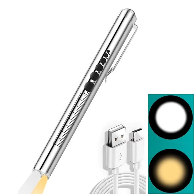 Luxe Penlight USB oplaadbaar - Dual light - warm en helder wit