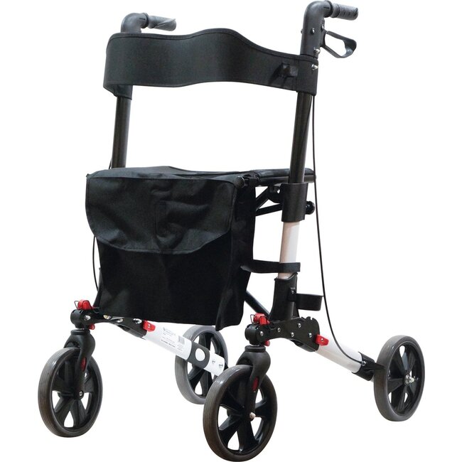Deluxe Fold Flat Rollator - Wit - opvouwbaar en lichtgewicht - Copy