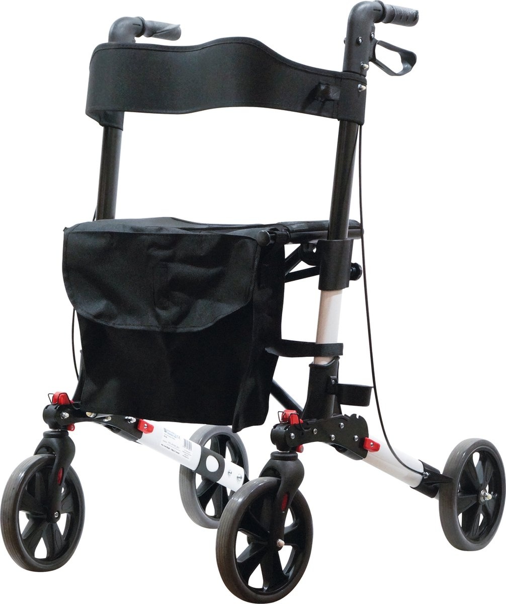 Deluxe Fold Flat Rollator - Wit - opvouwbaar en lichtgewicht - Copy