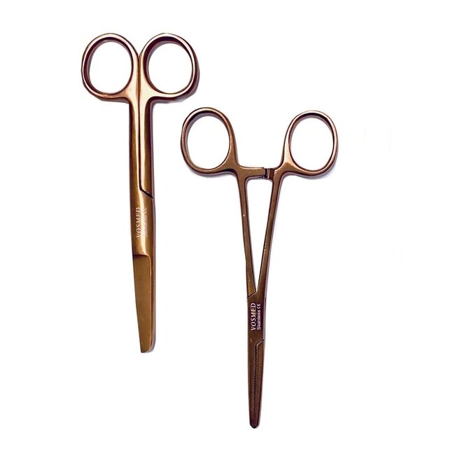 Satillo Verpleegkundige Scharenset Metallic Bronze – Verbandschaar, Chirurgische Schaar & Kocher (met Naam)