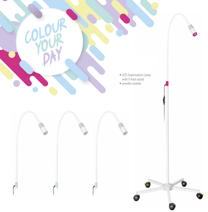 Luxamed LED-onderzoekslamp zonder focus op verrijdbaar statief - Verkrijgbaar in diverse accent kleuren, foto 5 van 6
