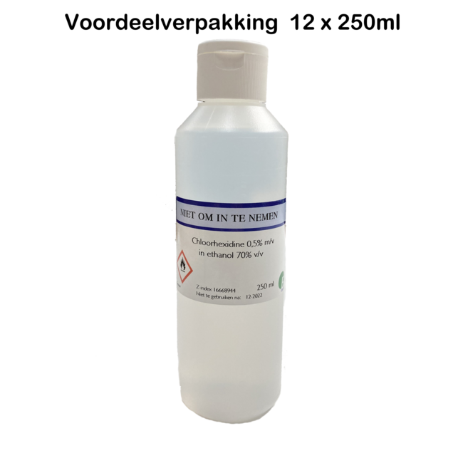 Voordeelverpakking Chloorhexidine 0,5% huiddesinfectie - 12x250ml