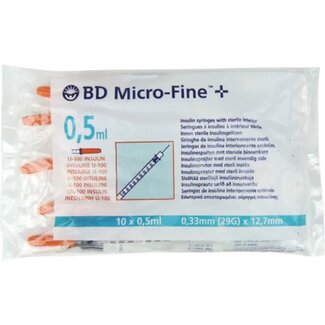 BD BD Microfine+ Insulinespuit 0,5ml met naald 0,33mm x 12,7 mm- 10 stuks