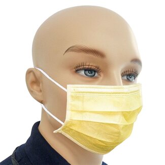 Mondmaskers - 3 laags - Type IIR - Geel - 50 stuks