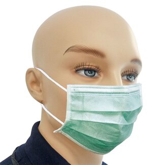 Mondmaskers - 3 laags - Type IIR - Groen - 50 stuks
