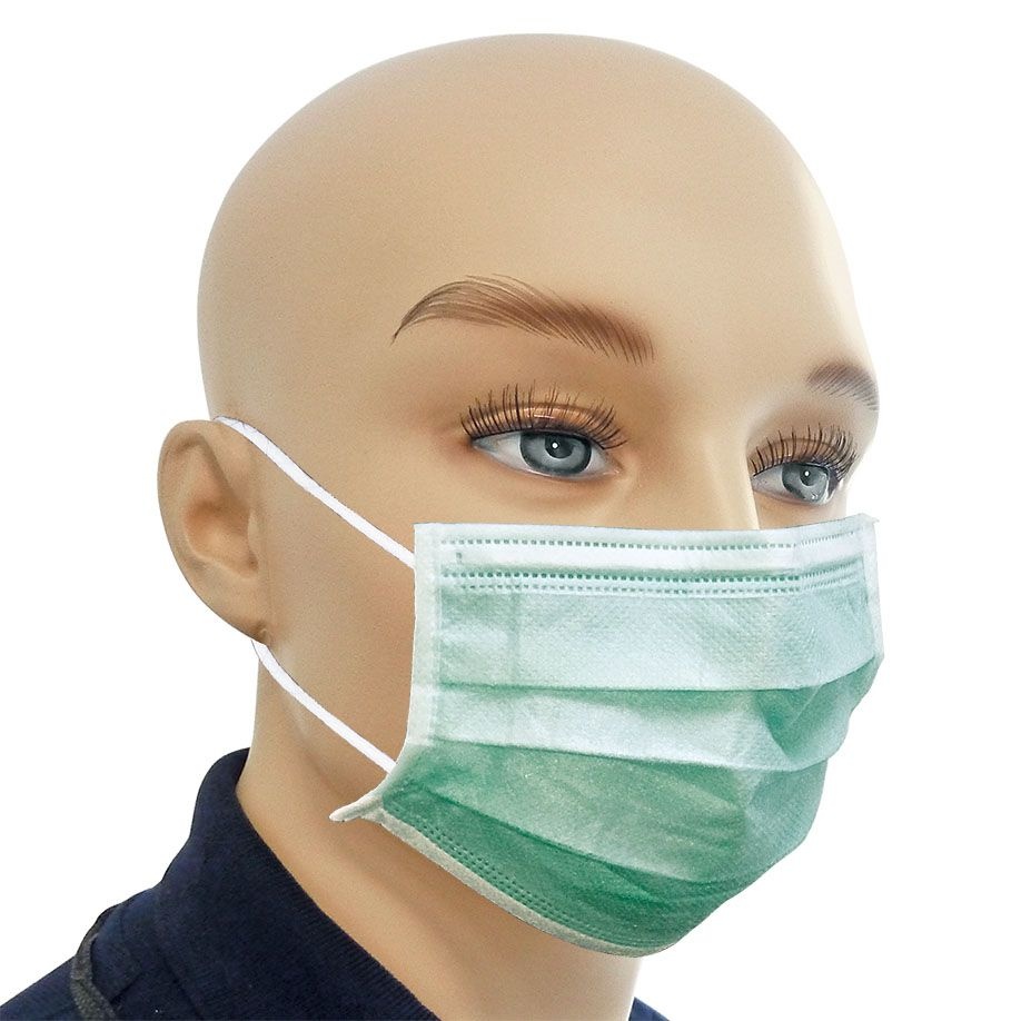 Mondmaskers - 3 laags - Type IIR - Groen - 50 stuk
