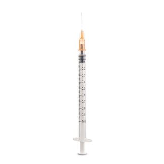 Dispomed Injectiespuit 1ml met naald 0,5x16mm - Oranje - 100st.