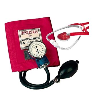Verpleegkundige Bloeddrukmeter - Nurse DeLuxe -Rood incl. stethoscoop