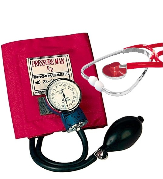 Verpleegkundige Bloeddrukmeter - Nurse DeLuxe -Rood incl. stethoscoop