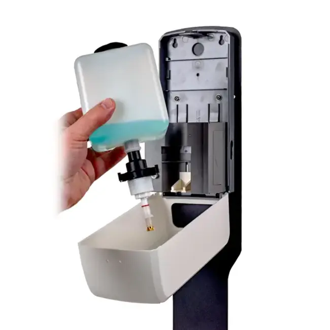 Contactloze handdesinfectiedispenser met sensor en telescopische standaard