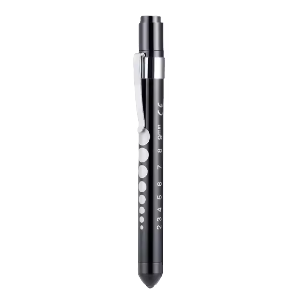 LED Penlight / Pupillampje Bolkop – Zwart (met drukknop)