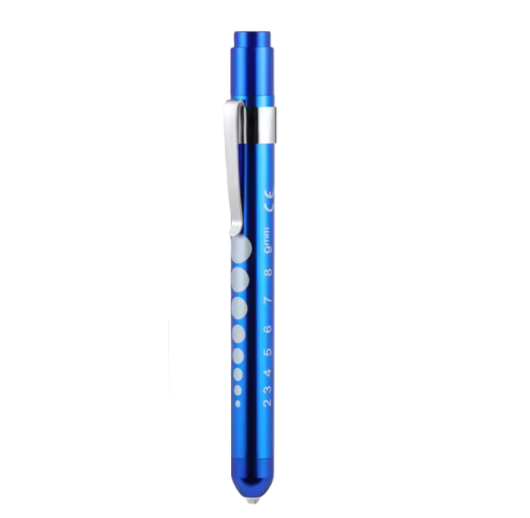 LED Penlight / Pupillampje Bolkop – Blauw (met drukknop)
