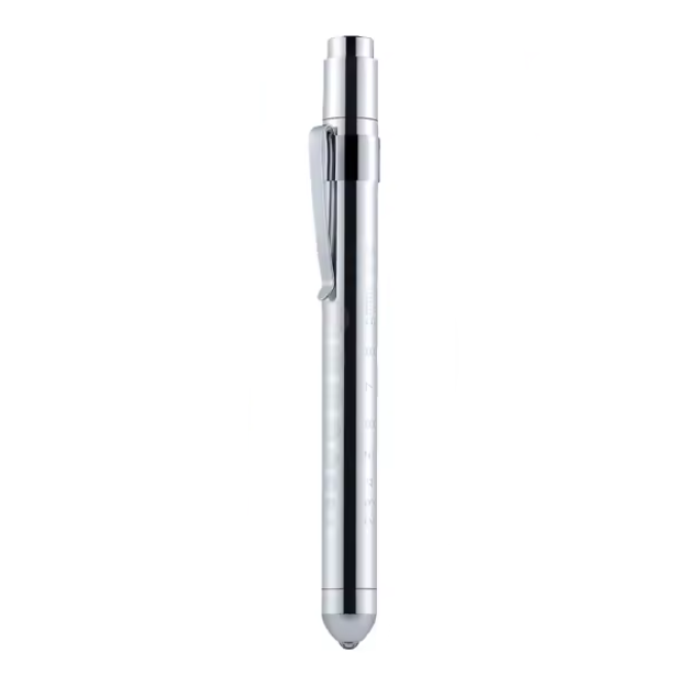 LED Penlight / Pupillampje Bolkop – Zilver (met drukknop)