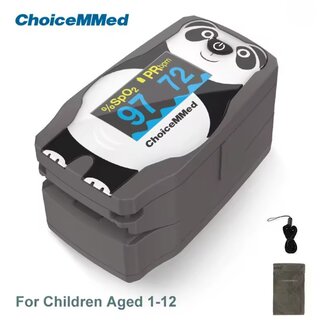ChoiceMMed Pediatrische Vingerpulsoximeter voor Kinderen – Panda -  Zuurstof en Hartslagmeter met OLED Display