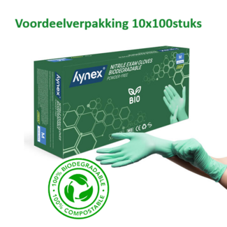 Hynex 100% Biodegradable Nitril handschoenen - Groen  - 10x100 stuks