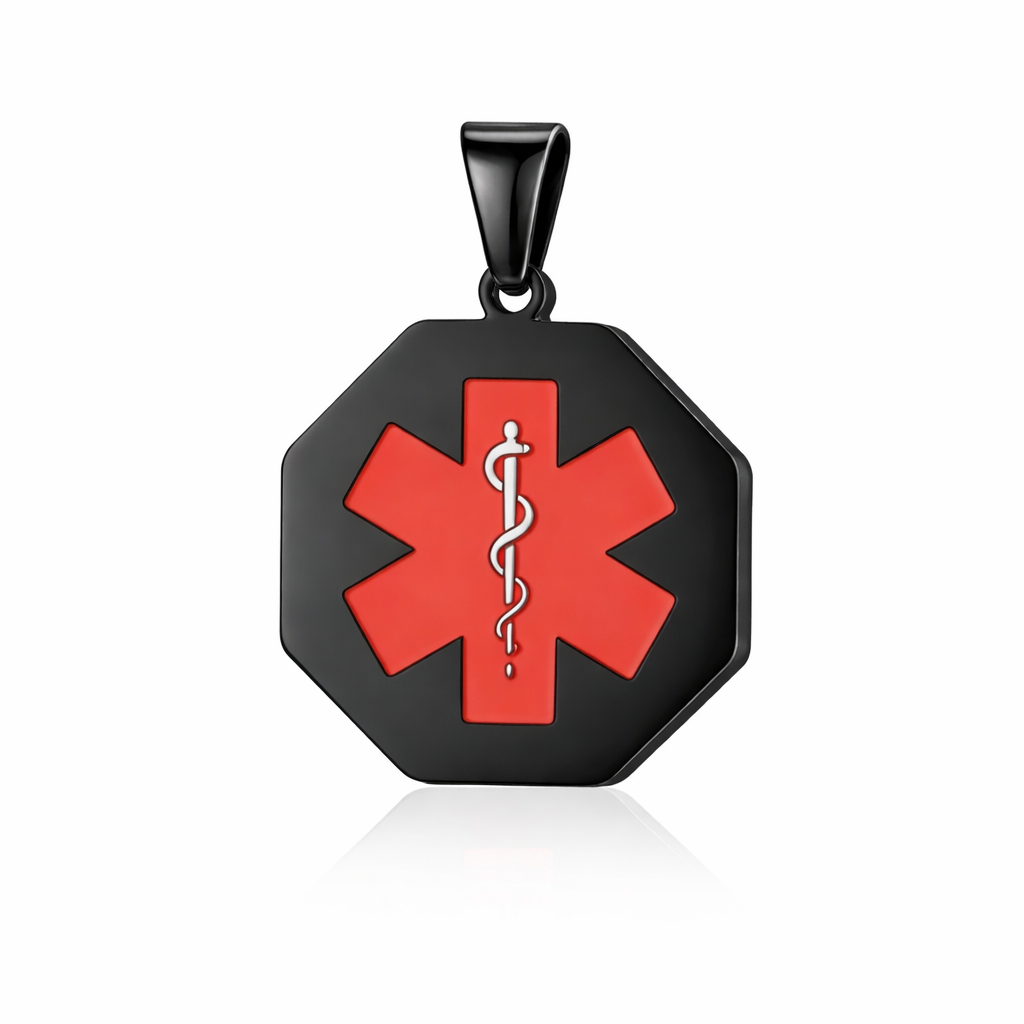 Medische waarschuwing ketting - Octagon - gepersonaliseerd met gravering, foto 6 van 6
