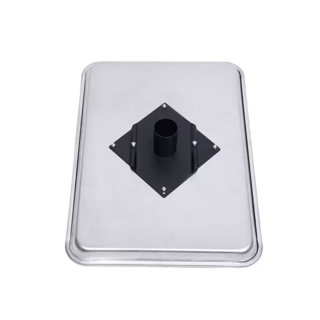 Instrumententafel met RVS blad en zwarte kunststof voet - Verrijdbaar en in hoogte verstelbaar