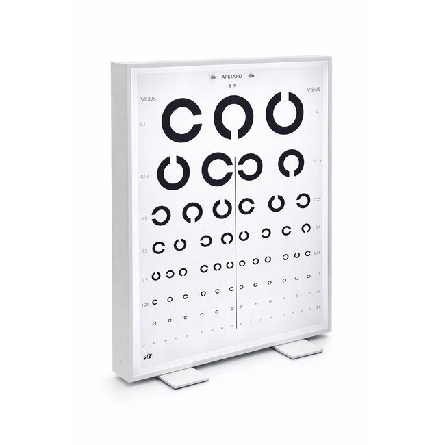 Lichtbak LED verlichting inclusief transparante Landoltse ringen visuskaart.