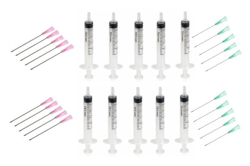 Klein verpakking - Injectiespuiten 5cc met losse naalden - Groen