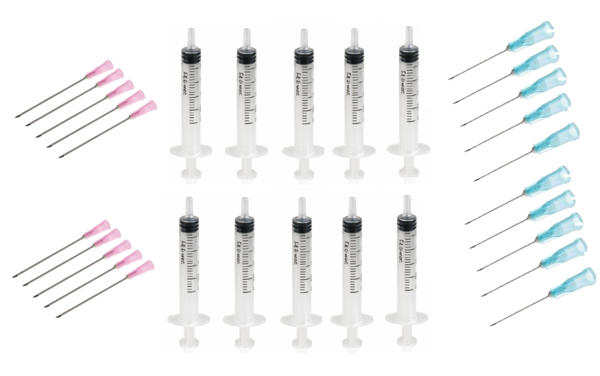 Klein verpakking - Injectiespuiten 2cc met losse naalden - Blauw