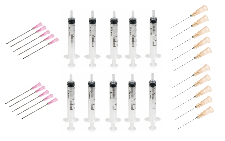 Klein verpakking - Injectiespuiten 2cc met losse naalden - Oranje