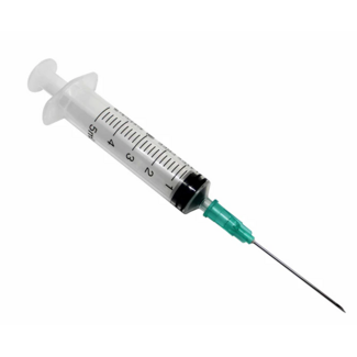 Klein verpakking - 10 Injectiespuiten 5cc met vast naald - Groen