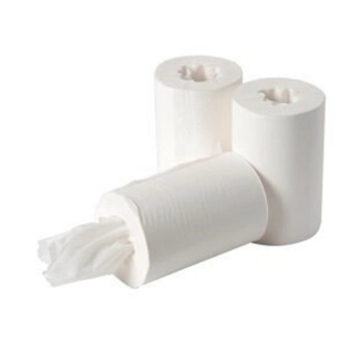 Cellulose Mini handdoekrol 1-laags - Wit, 12 rollen