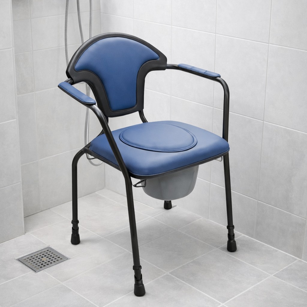 Herdegen Toiletstoel blauw in hoogte verstelbaar deluxe model, foto 2 van 2