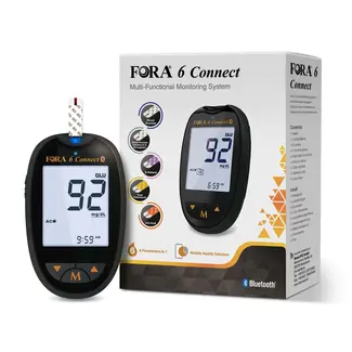 FORA 6 Connect Multi-parameter - Voor het meten van ketonen, cholesterol, urinezuur, hemoglobine, hematocriet en bloedglucose.