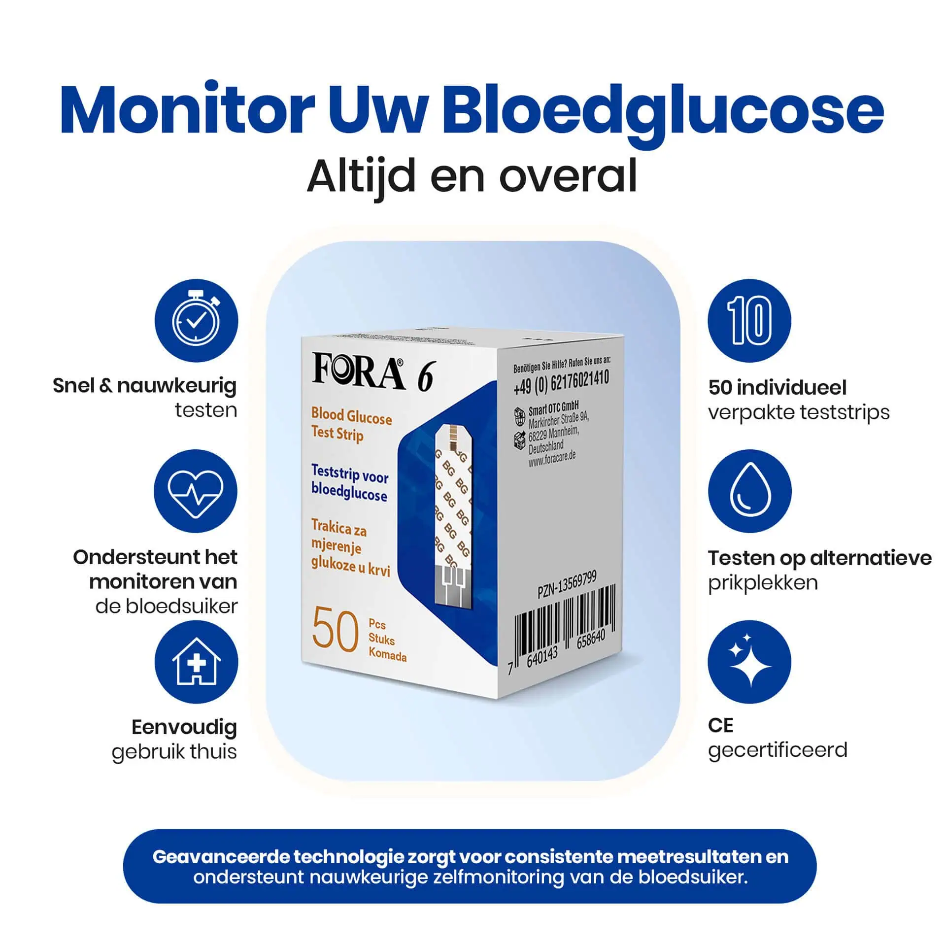 Fora FORA 6 Glucoseteststrips (50 stuks), foto 2 van 2