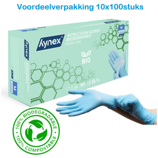 Hynex 100% Biodegradable Nitril handschoenen - Blauw  - 10x100 stuks