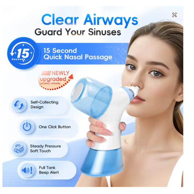 Medcodes Elektrische Neusdouche met Dubbele Watertank (300-499 ml) – Oplaadbare Neusreiniger voor Sinus Spoeling & Allergieverlichting – Puls Technologie, IPX7 Waterdicht