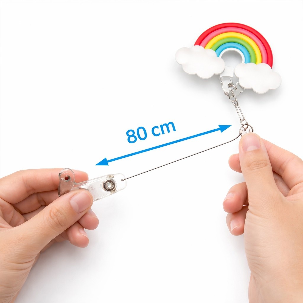 Badgehouder met Trekkoord – Regenboog – Uittrekbaar 80 cm – Clip voor Verpleegkundige / Zorg, foto 2 van 2