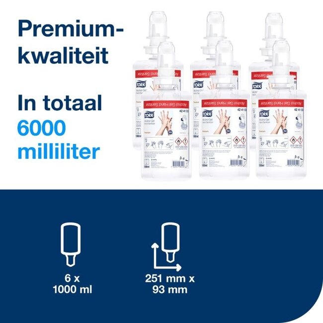 Tork Alcohol Gel Handdesinfectie S4 Premium - 6 x 1000ml