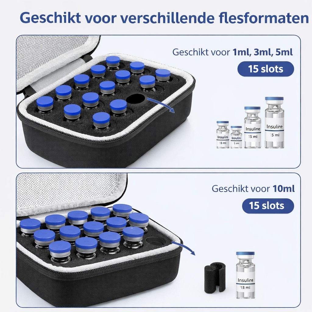 Opbergdoos voor Flesjes (3–5-10ml) – 15 vaks Hardcase | Geschikt voor Vials & Kleine Flacons, foto 2 van 3