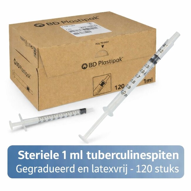 BD BD Plastipak 3-Delige Injectiespuit - 1ml Luer - Zonder Naald (120 stuks)
