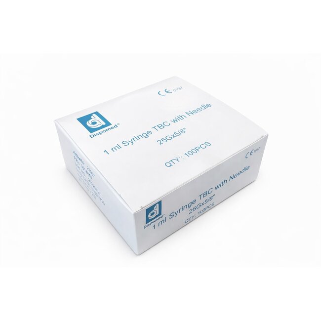 Dispomed Injectiespuit 1ml met naald 0,5x16mm - Oranje - 100st.