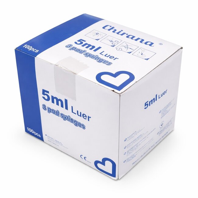 Chirana Steriele 5ml injectiespuiten 3-delig – 100 stuks